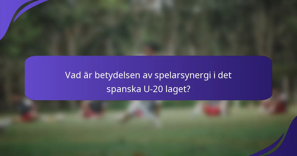 Vad är betydelsen av spelarsynergi i det spanska U-20 laget?