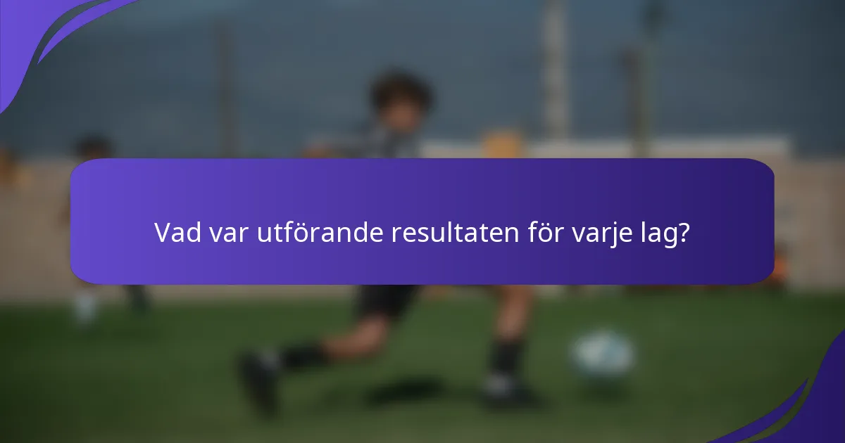 Vad var utförande resultaten för varje lag?