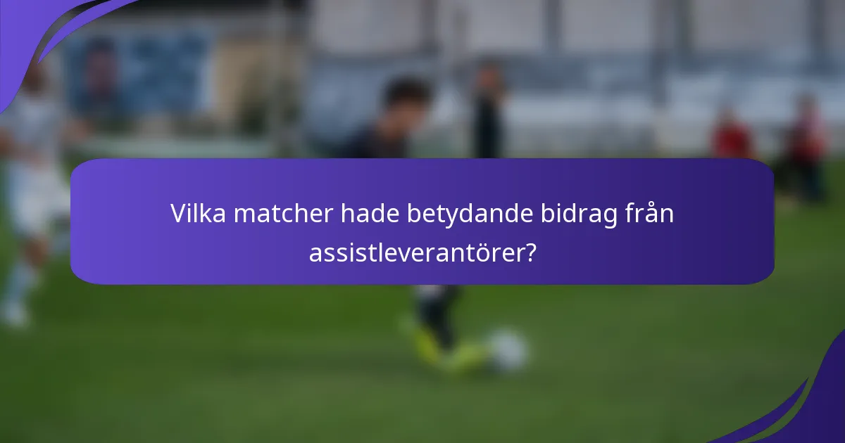 Vilka matcher hade betydande bidrag från assistleverantörer?