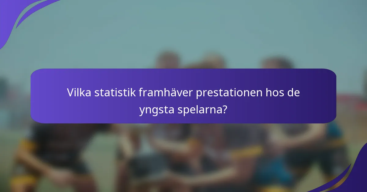 Vilka statistik framhäver prestationen hos de yngsta spelarna?