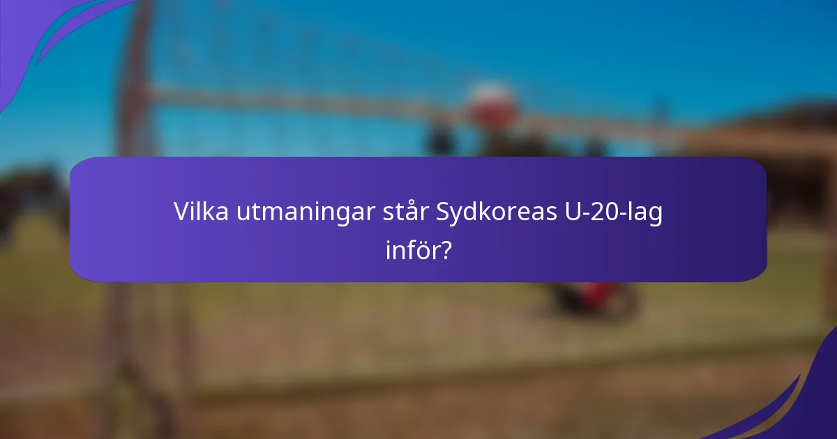 Vilka utmaningar står Sydkoreas U-20-lag inför?